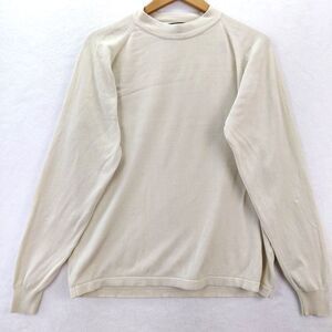 Norm Thompson Silk Sweater Mens Size Large Cream Round Mock Neck Lightweight